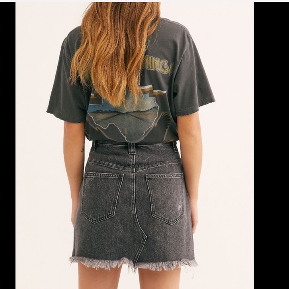 *SOLD* Free People retro denim skirt black 8 29 - Picture 2 of 10